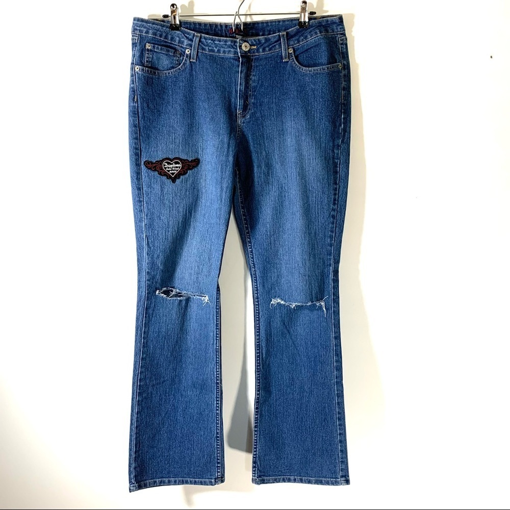 Kikit Studded Pocket Boot Cut Biker Jeans